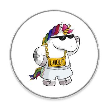 Licorne de dessin animé unique - Magnet rond - blanc - Devant