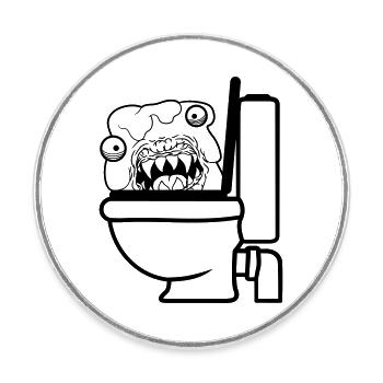 klo toilette scheisse kacke kot wc gefaehrlich baz - Runder Kühlschrankmagnet - Weiß - Vorne