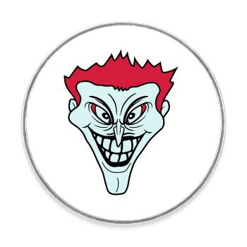 psycho psychopath verrueckt clown joker grinsen mu - Runder Kühlschrankmagnet - Weiß - Vorne