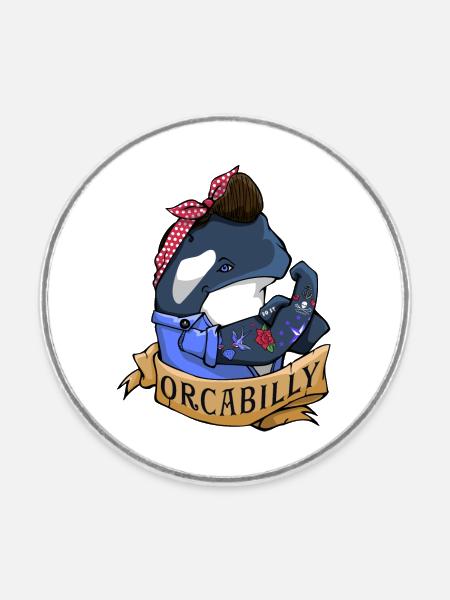 Orcabilly - Runder Kühlschrankmagnet - Weiß