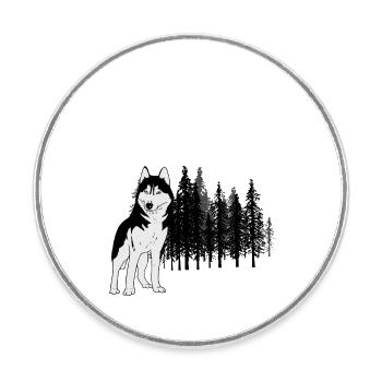 Mountains Husky Wilderness Wild Xmas Dog - Round  fridge magnet - white - Front