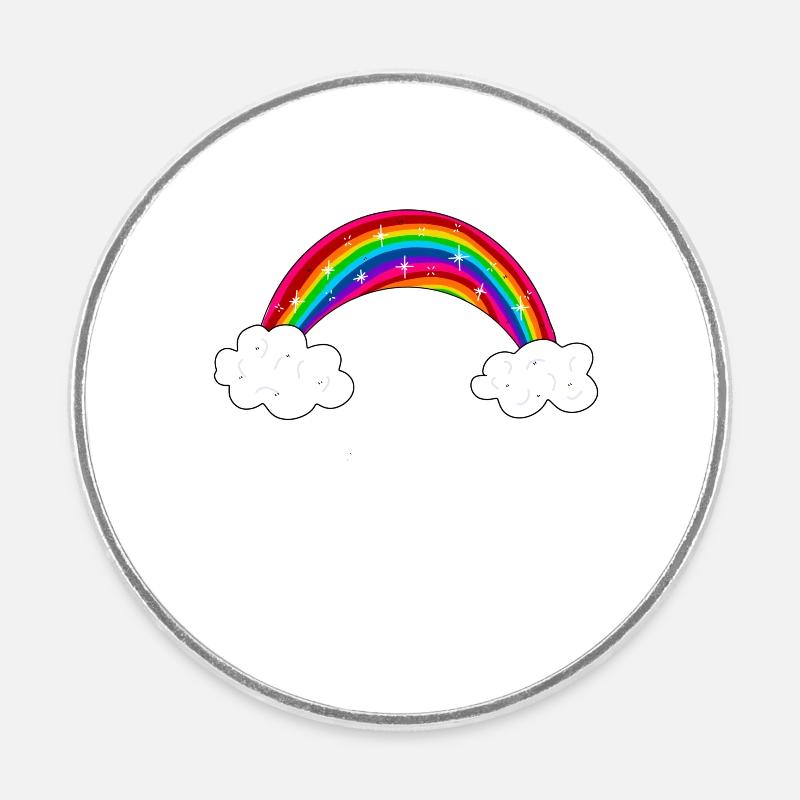 Arc-en-ciel scintillant avec des nuages - Magnet rond - blanc