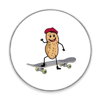 Skateboard skater sport cacahuètes cacahuètes enfant - Magnet rond - blanc - Devant