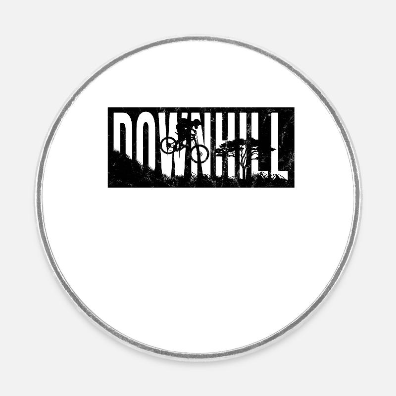 BICYCLE descente noir - Magnet rond - blanc