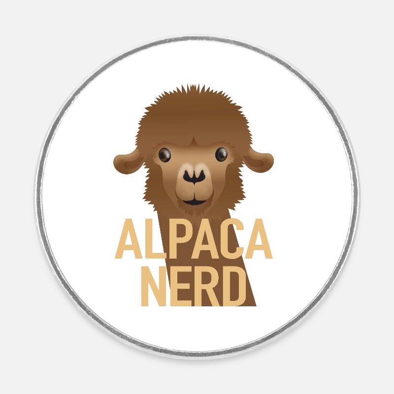 Nerd d'alpaga avec joli visage d'alpaga - Magnet rond - blanc