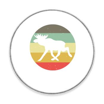 Cadeau vintage retro moose pour les vacances en Suède - Magnet rond - blanc - Devant