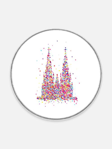 Kölner Dom, Konfetti - Runder Kühlschrankmagnet - Weiß