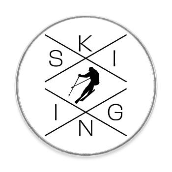 Ski - Runder Kühlschrankmagnet - Weiß - Vorne
