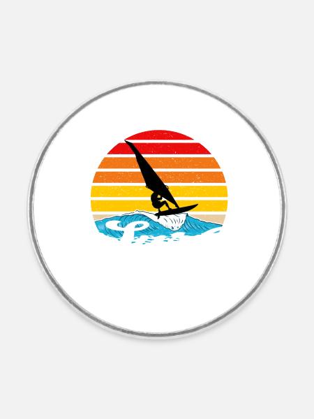 Surfboard Windsurfen - Runder Kühlschrankmagnet - Weiß