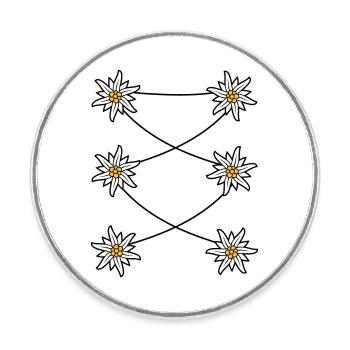 Dirndl apron Edelweiss - Round  fridge magnet - white - Front