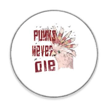 Perroquet Cockatoo Punks Never Die Gift - Magnet rond - blanc - Devant