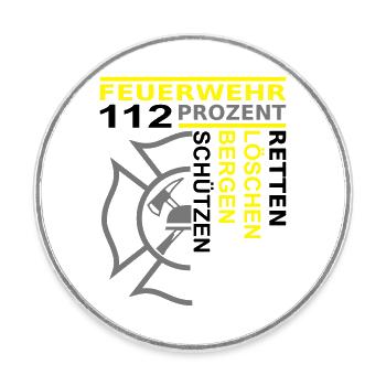 Feuerwehr 112 Retten Löschen Bergen Schützen - Runder Kühlschrankmagnet - Weiß - Vorne