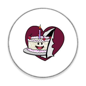 Heart birthday tart congratulation cake pastry - Round  fridge magnet - white - Front