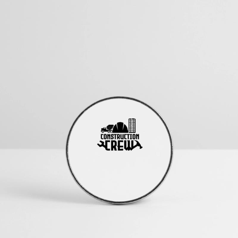 Construction workers team profession building construction site construction work Round  fridge magnet