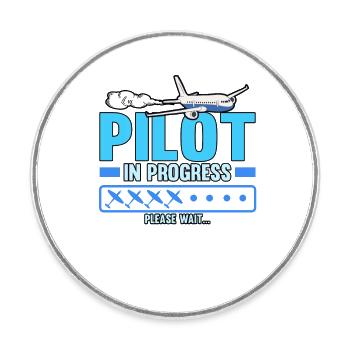 Pilote avion Aviation Aviation Vol Métier Drôle - Magnet rond - blanc - Devant