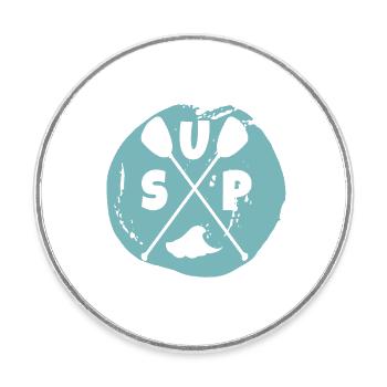 Sup Paddleboarding Stand Up Paddling Paddleboard - Runder Kühlschrankmagnet - Weiß - Vorne