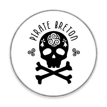 Pirate Breton - Bretagne - Magnet rond - blanc - Devant
