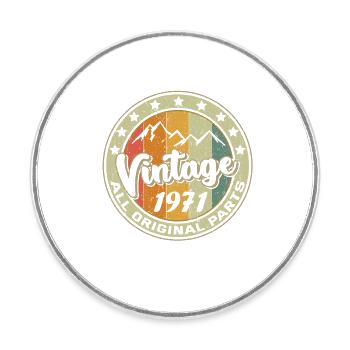 1971 Vintage 50 ans Cadeau 50 ans - Magnet rond - blanc - Devant