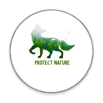 Protect Nature Fox Protection du bien-être animal - Magnet rond - blanc - Devant