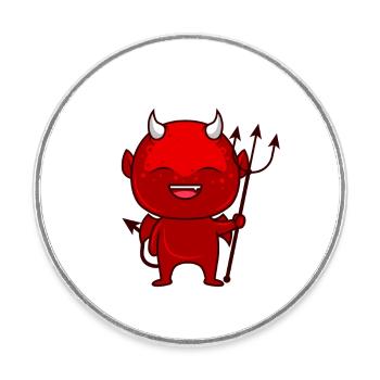 Petit Diable Satan Antéchrist - Magnet rond - blanc - Devant