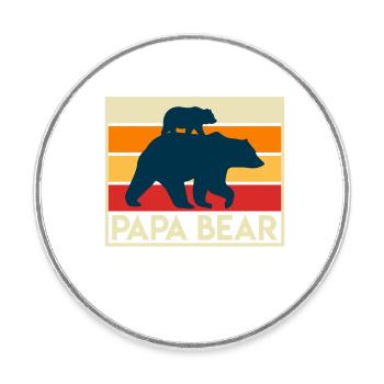 Werdender Papa Bear Vintage Vater - Runder Kühlschrankmagnet - Weiß - Vorne