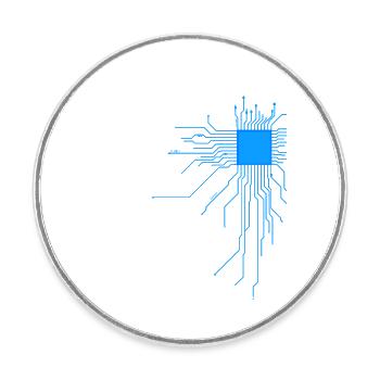 board blue computer pc admin core cpu nerd code - Round  fridge magnet - white - Front