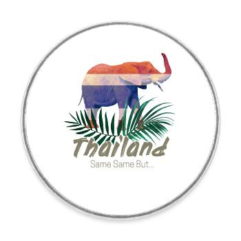 Éléphant de Thaïlande avec drapeau et cadeau jungle - Magnet rond - blanc - Devant