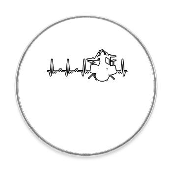 Drummer Heartbeat Pulse Drums Drumstick Groove - Runder Kühlschrankmagnet - Weiß - Vorne
