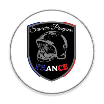 Firefighter blue white red France pennant BLACK - Round  fridge magnet - white - Front