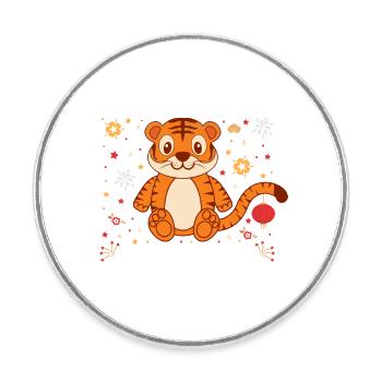 2022 Das Jahr des Tigers China Horoskop Glück Geld - Runder Kühlschrankmagnet - Weiß - Vorne
