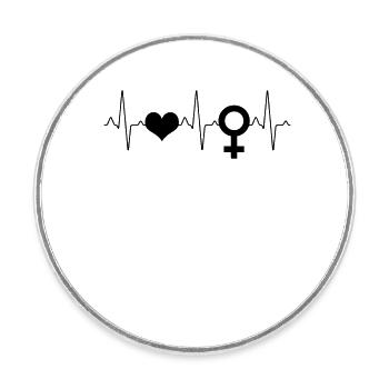 Battement de cœur symbole de la femme - Magnet rond - blanc - Devant