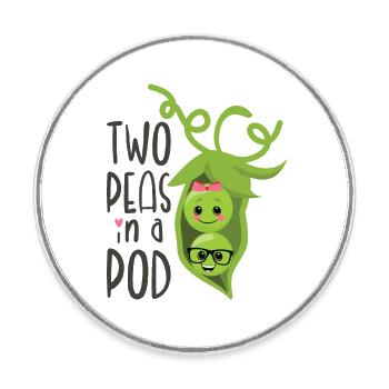 Two Peas in a Pod Valentinstag Verliebt Erbse - Runder Kühlschrankmagnet - Weiß - Vorne