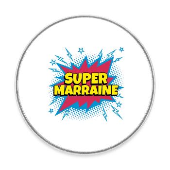 Super Marraine super héro supermarraine - Magnet rond - blanc - Devant