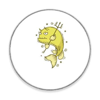 Poissons de vache avec mer trident ou aquarium - Magnet rond - blanc - Devant