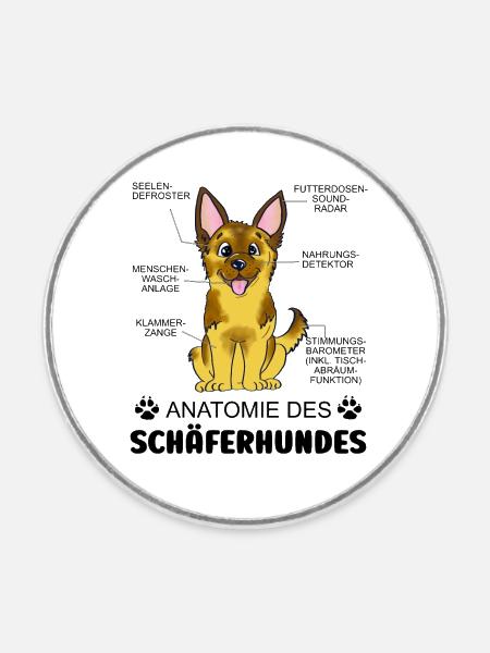 Anatomie des Schäferhundes - Runder Kühlschrankmagnet - Weiß