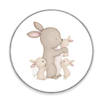 lapins mignons - Magnet rond - blanc - Devant