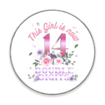 This Girl Is Now 14 Double Digits 14. - Round  fridge magnet - white - Front
