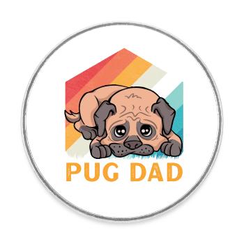 Pug Dad - Runder Kühlschrankmagnet - Weiß - Vorne