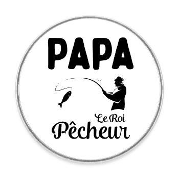 Cadeau Papa Pêcheur Roi de Pêche - Magnet rond - blanc - Devant