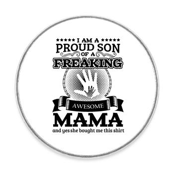Familie Mama Sohn Tshirt - Runder Kühlschrankmagnet - Weiß - Vorne