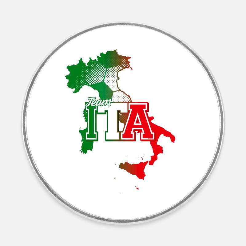 Team ITA Map Italy with Ball Pattern - Round fridge magnet - white