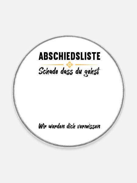 Abschiedsgeschenk Jobwechsel Kollege - Runder Kühlschrankmagnet - Weiß