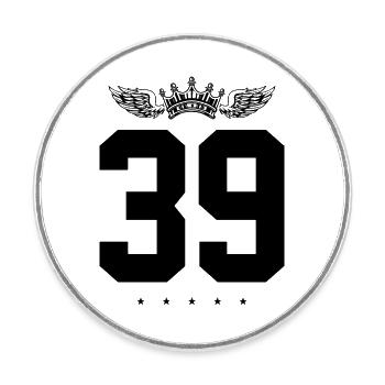 39 Number crown - Round  fridge magnet - white - Front