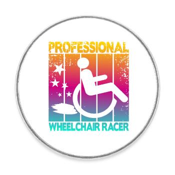 Coureur professionnel en fauteuil roulant - Magnet rond - blanc - Devant