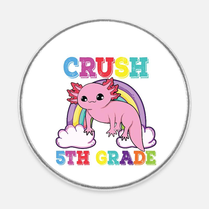 I'm Ready to Crush 5th Grade Axolotl Rainbow - Runder Kühlschrankmagnet - Weiß
