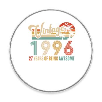 Vintage Année 1996 Anniversaire 27 Ans Idée Cadeau - Magnet rond - blanc - Devant
