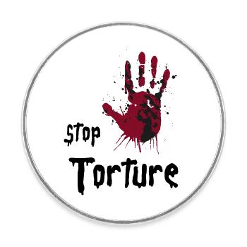 Arrêtez la torture. Militant des droits de l’homme - Magnet rond - blanc - Devant