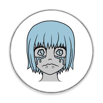 Visage de fille triste et malheureuse - Magnet rond - blanc - Devant