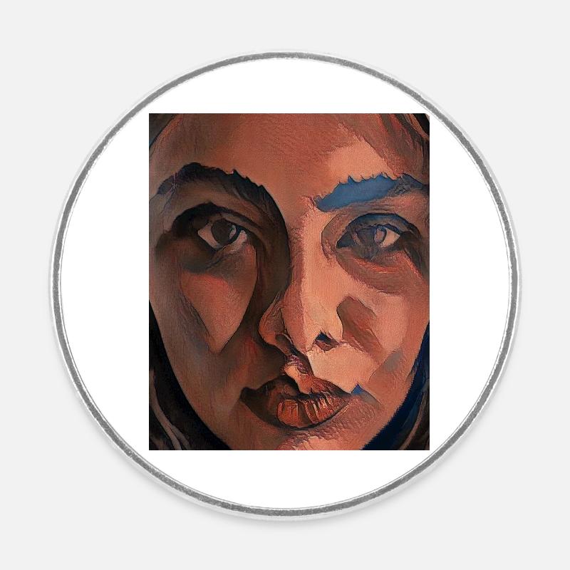 Fille pastel ART - Magnet rond - blanc