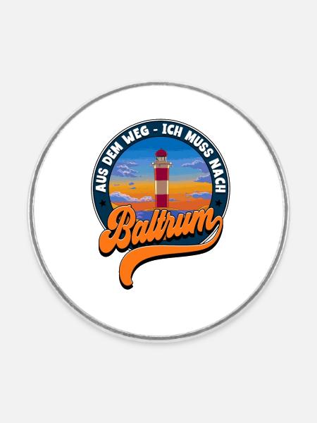Baltrum - Runder Kühlschrankmagnet - Weiß